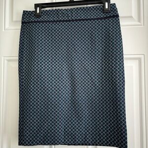 The Limited Exact Stretch Blue Geometric Pencil Skirt, Size 4